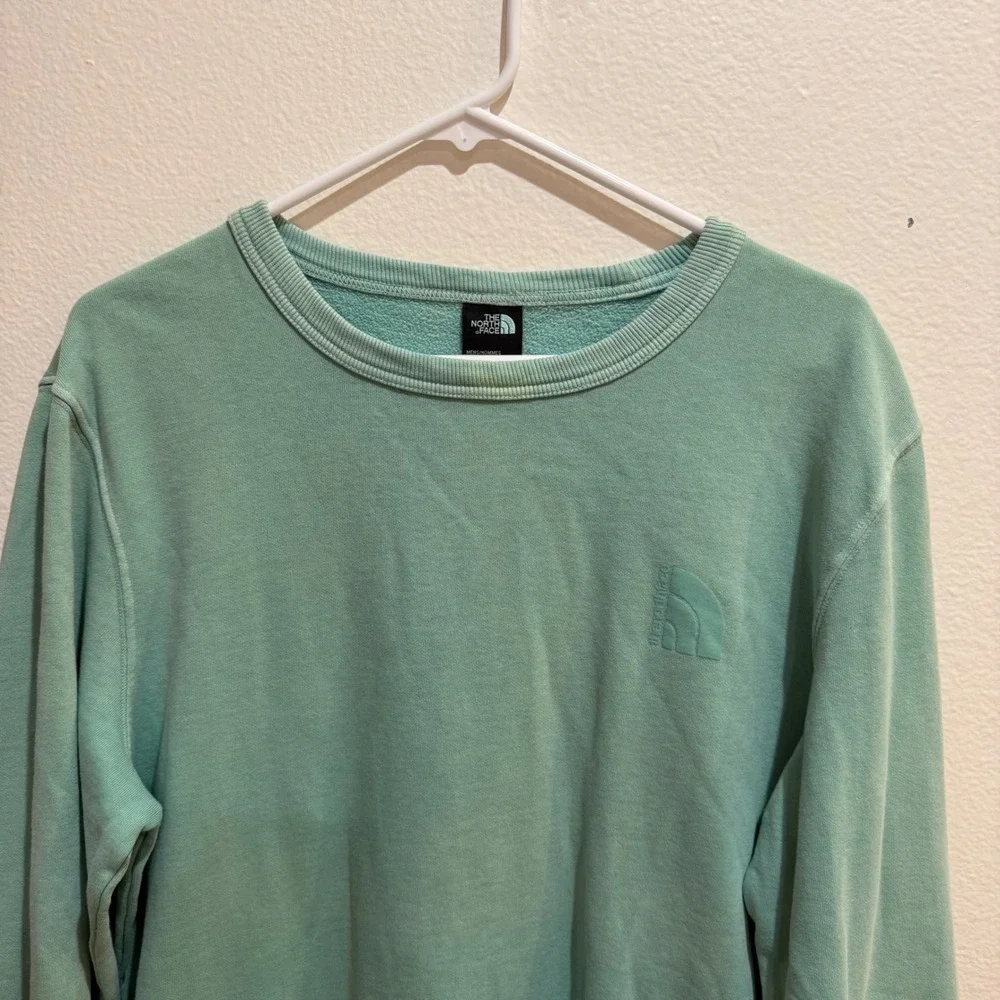 The North Face Mens Crewneck Sweatshirt Seafoam Green Tonal Logo Medium NF0A5317